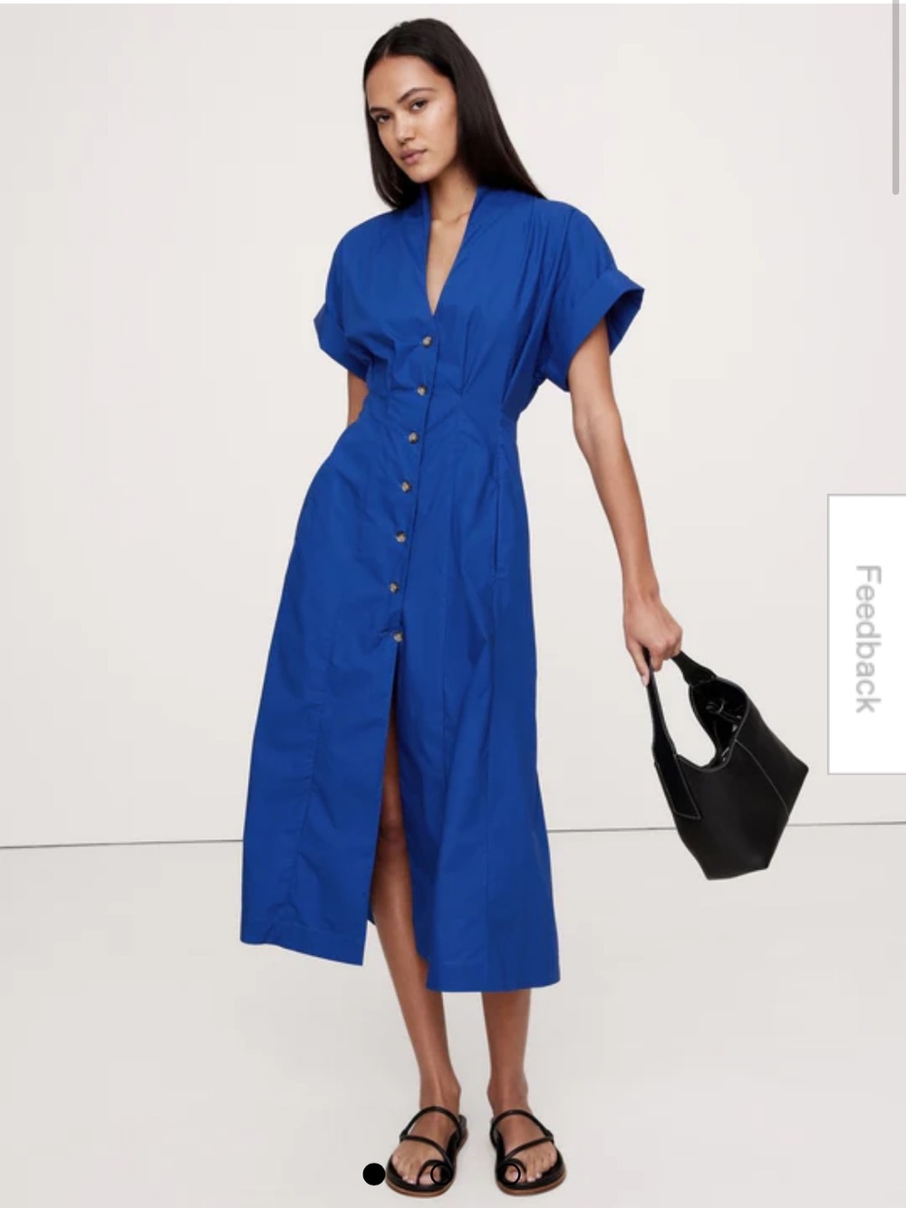 Banana Republic Cobalt Button-Front Midi Dress